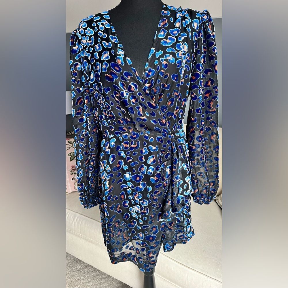DEAR JOHN - LEOPARD PRINT BURNOUT VELVET DRESS - SIZE M